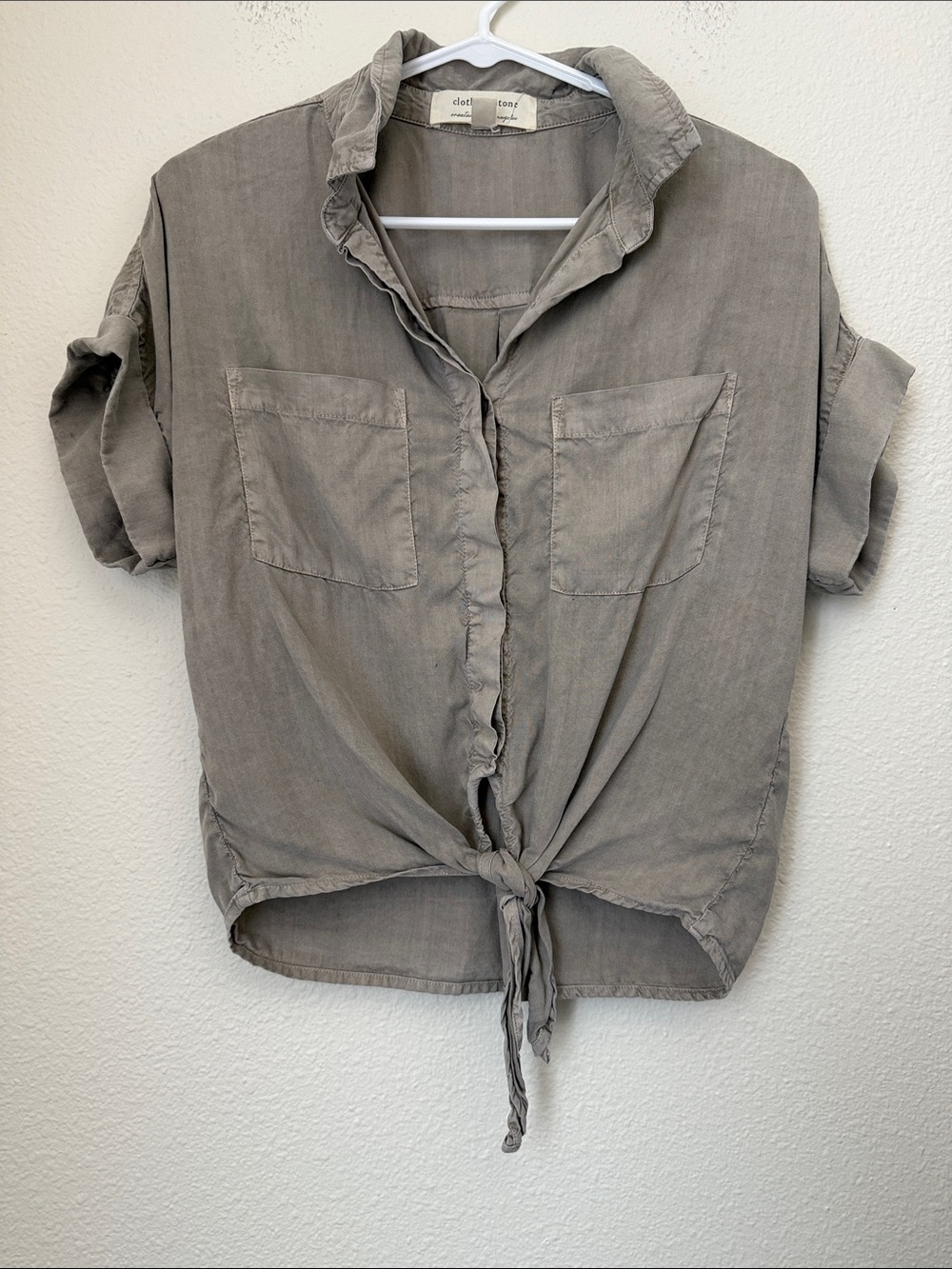 Cloth & Stone Tie Front Button Down Short Sleeve